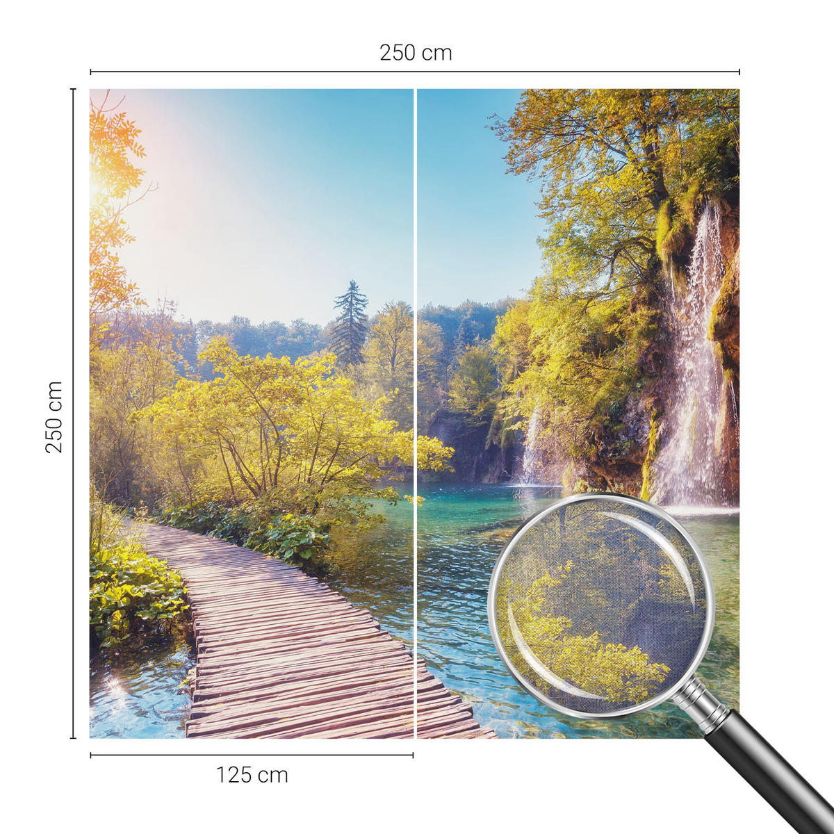 FOTOTAPETE 250x250 cm - Naturlandschaft - Grün, Textil (250/250cm) - Wallfluent