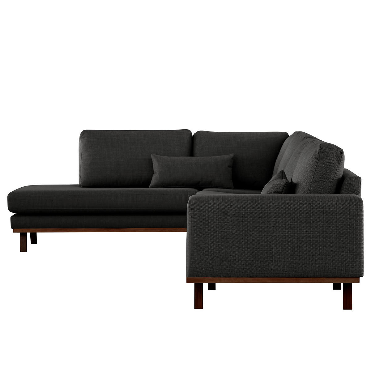 ECKSOFA mit Ottomane - Buchefarben/Schwarz, Buchenholz/Textil (287/219cm) - home24