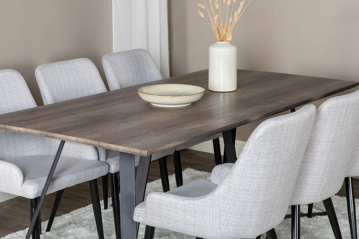 TISCHGRUPPE Hellgrau - Hellgrau, Holzwerkstoff (90/75/180cm) - ebuy24