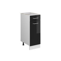 UNTERSCHRANK R-Line Schwarz Hochglanz 30 cm mit Schublade, ohne AP - Schwarz Hochglanz/Weiß, Holzwerkstoff (30/81.6/46cm) - Vicco
