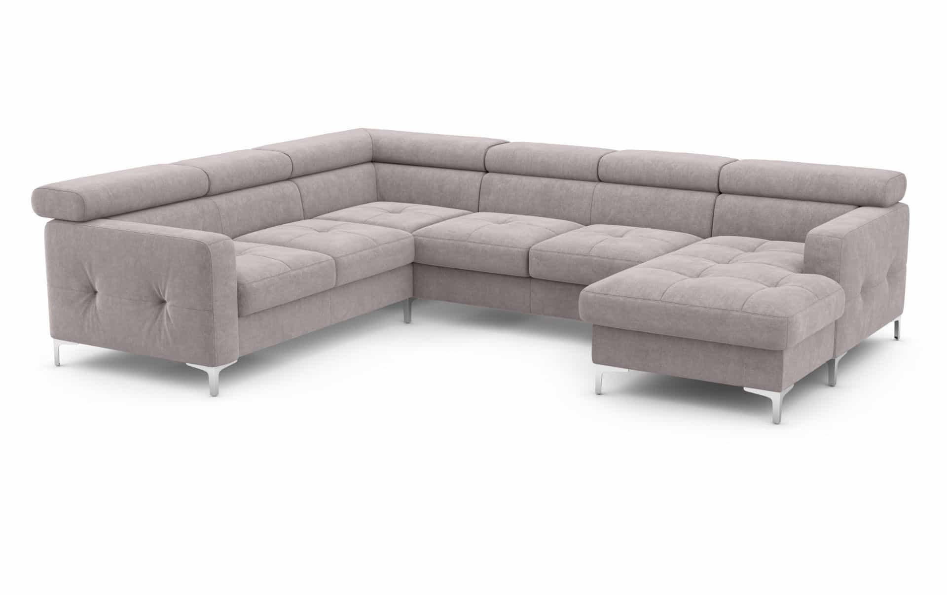 WOHNLANDSCHAFT mit Schlaffunktion und Bettkasten - Chromfarben/Silberfarben, Holz/Textil (304/74/240cm) - Cotta