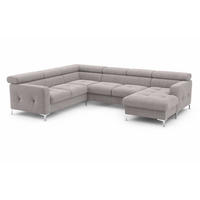 WOHNLANDSCHAFT mit Schlaffunktion und Bettkasten - Chromfarben/Silberfarben, Holz/Textil (304/74/240cm) - Cotta