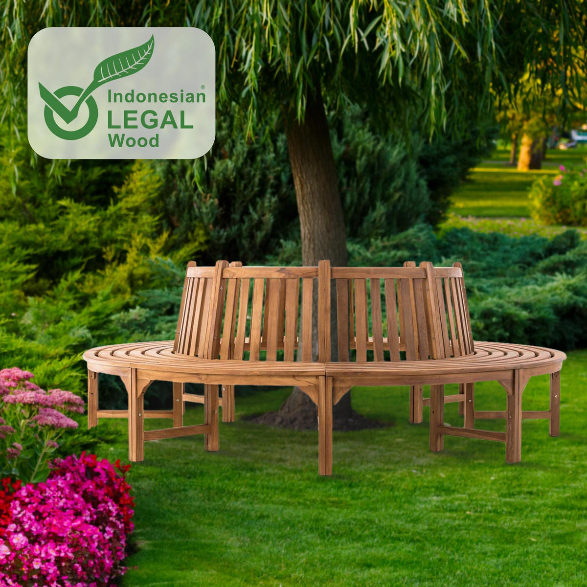 GARTENBANK 250/250 cm Holz teak - Teakfarben, Holz (250/92/250cm) - CLP