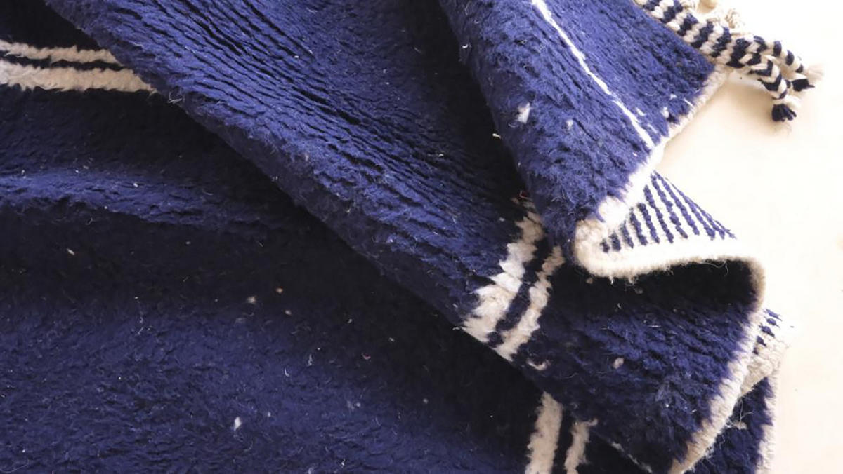 BERBERTEPPICH aus Marokko modern aus Wolle 200x 300 cm - Blau, Naturmaterialien (200/300cm) - AFK Living