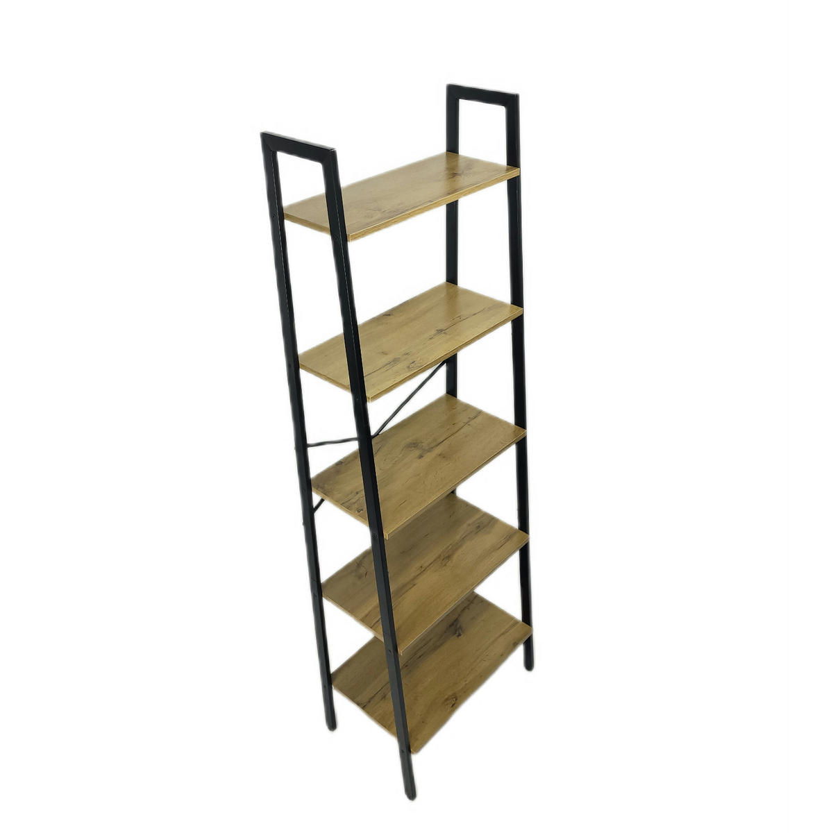 STANDREGAL Holzoptik Metall Erlefarben Schwarz 5 Ablagen 172×56×34 cm - Erlefarben/Schwarz, Holzwerkstoff/Metall (56/172/34cm) - Begryf