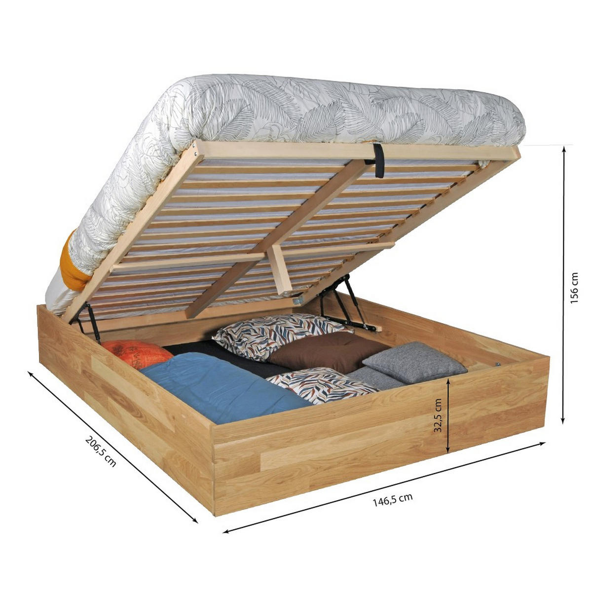 MASSIVHOLZBETT mit Bettkasten/140x200cm BEN- Eiche geölt - Eichefarben, Holz (140/200cm) - Weber Industries