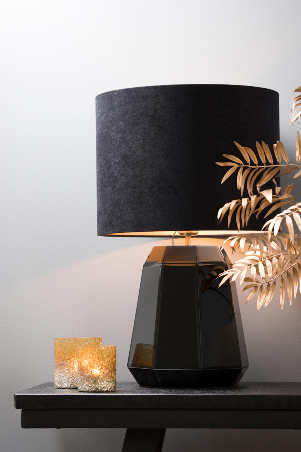 LAMPENSCHIRM Samt Schwarz Ø40/30 cm - Schwarz, Textil (40/40/30cm) - Light & Living