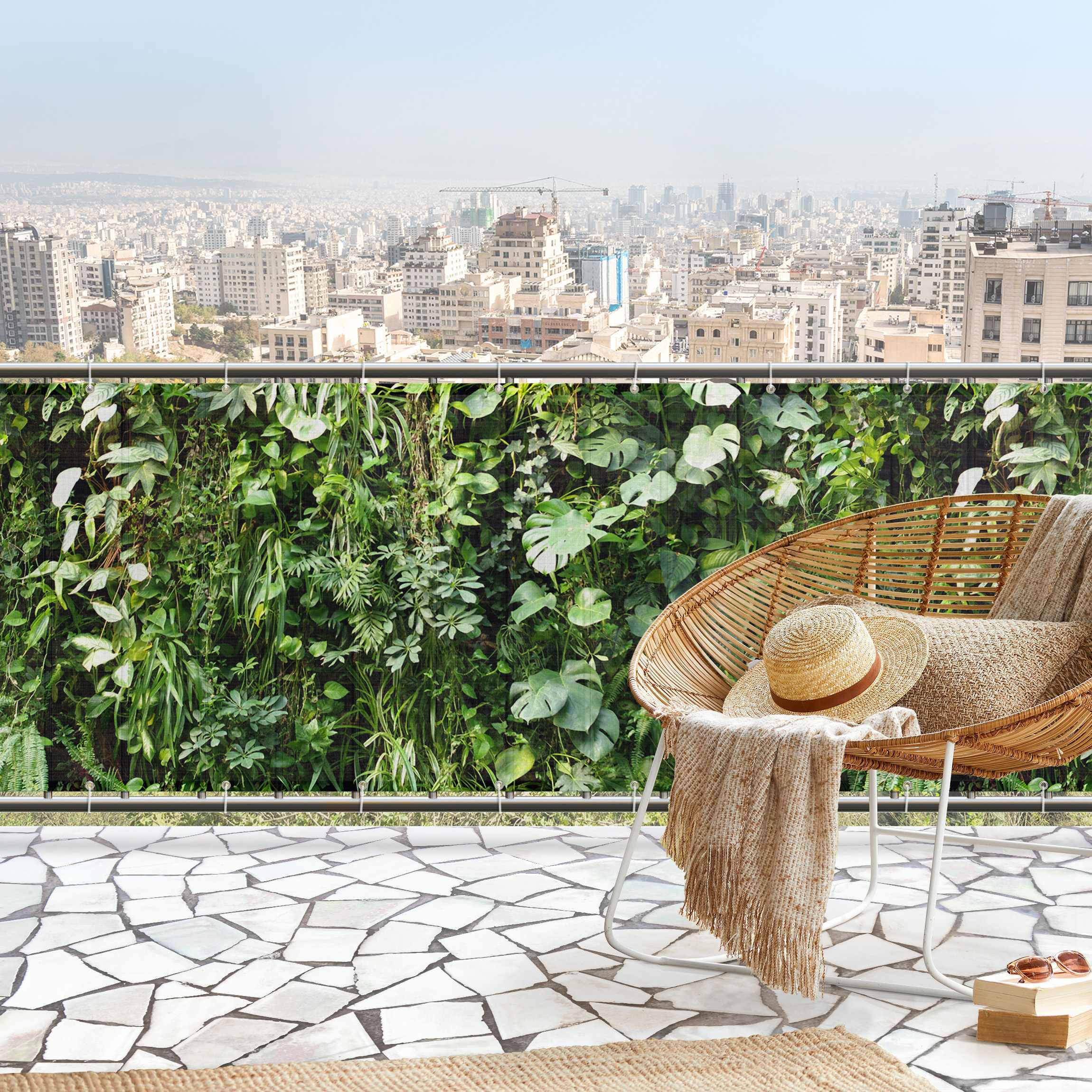 Thumbnail - Bilderwelten Balkon, Grün, Kunststoff, Baum/Pflanze/Natur, Rechteckig, 400x75 cm, Sonnen- & Sichtschutz, Sichtschutz Gar...