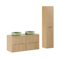 BADMÖBEL 120.6cm Isaline 2er-Set Helle Eiche - Braun, Holzwerkstoff (120.6/59/46cm) - Petits-meubles