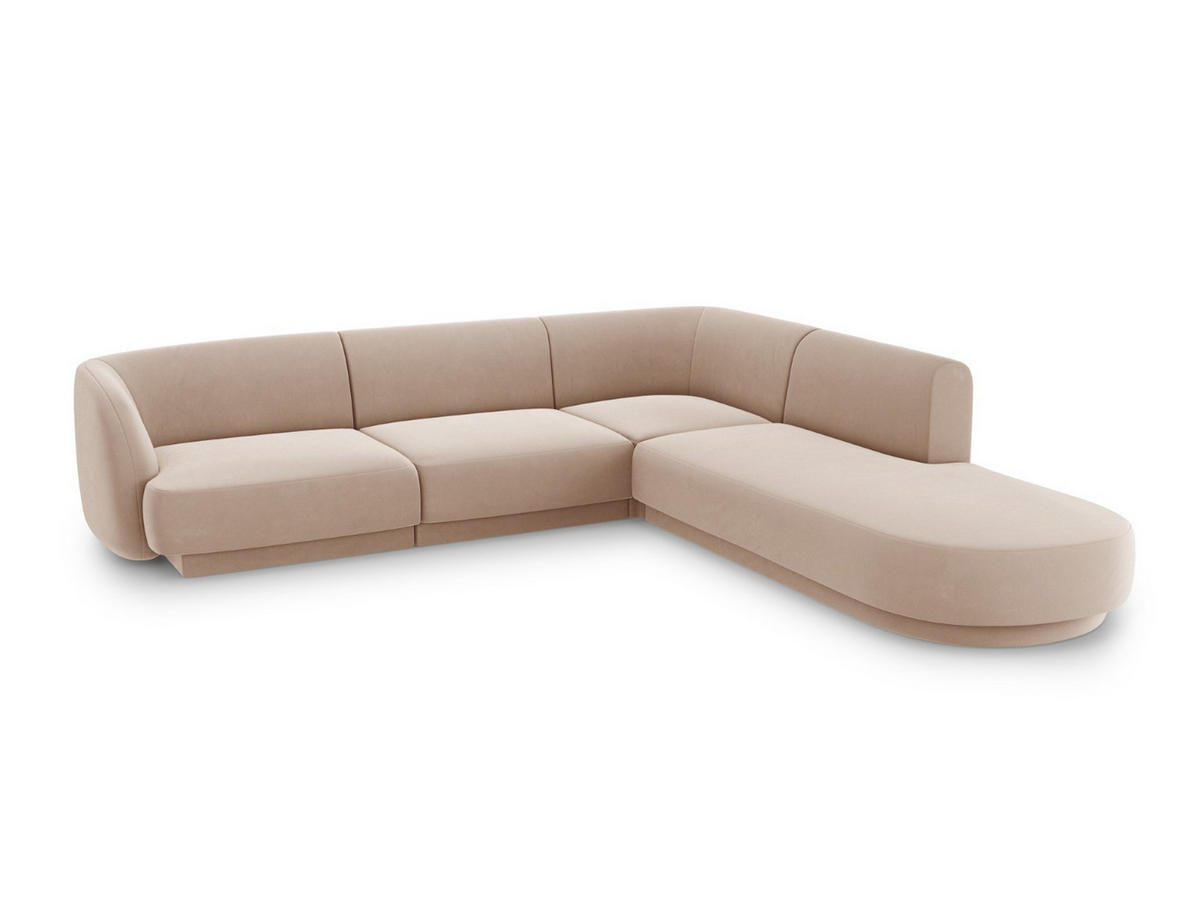ECKSOFA rechts Miley aus Samt cappuccino 6 Sitzplätze - Cappuccino, Textil (248/255cm) - Micadoni