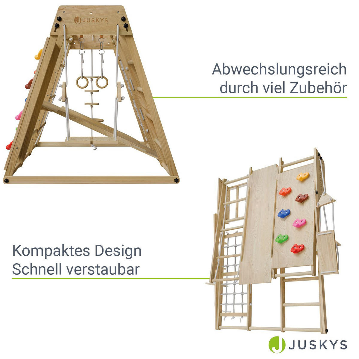KLETTERGERÜST MAXI für Kinder mit Rutsche - Naturfarben, Holz (119/124cm) - Juskys