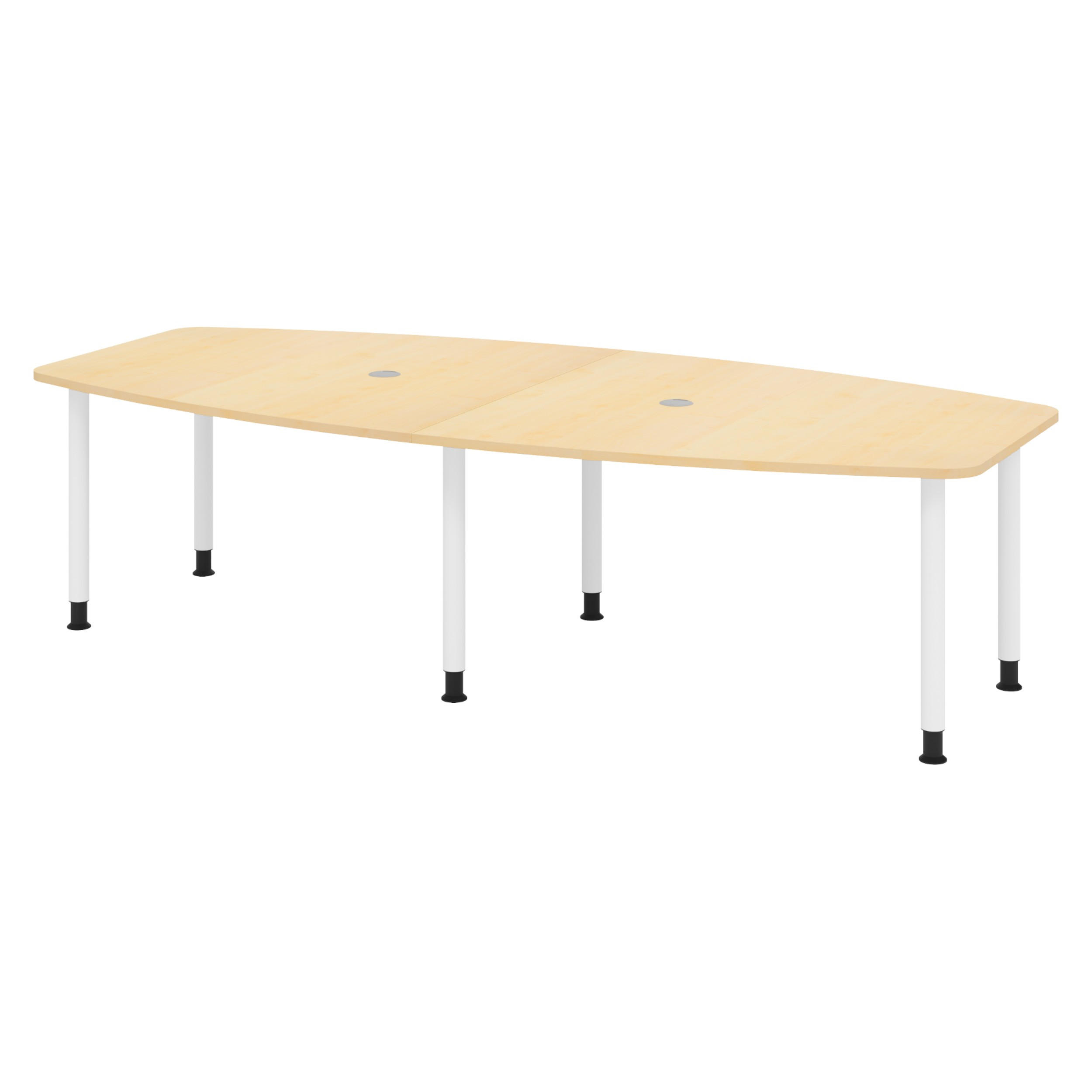 KONFERENZTISCH mittel KT28 130/280/74 cm in Ahornfarben/Füße in Weiß - Ahornfarben/Weiß, Holzwerkstoff (130/280/74cm) - bümö