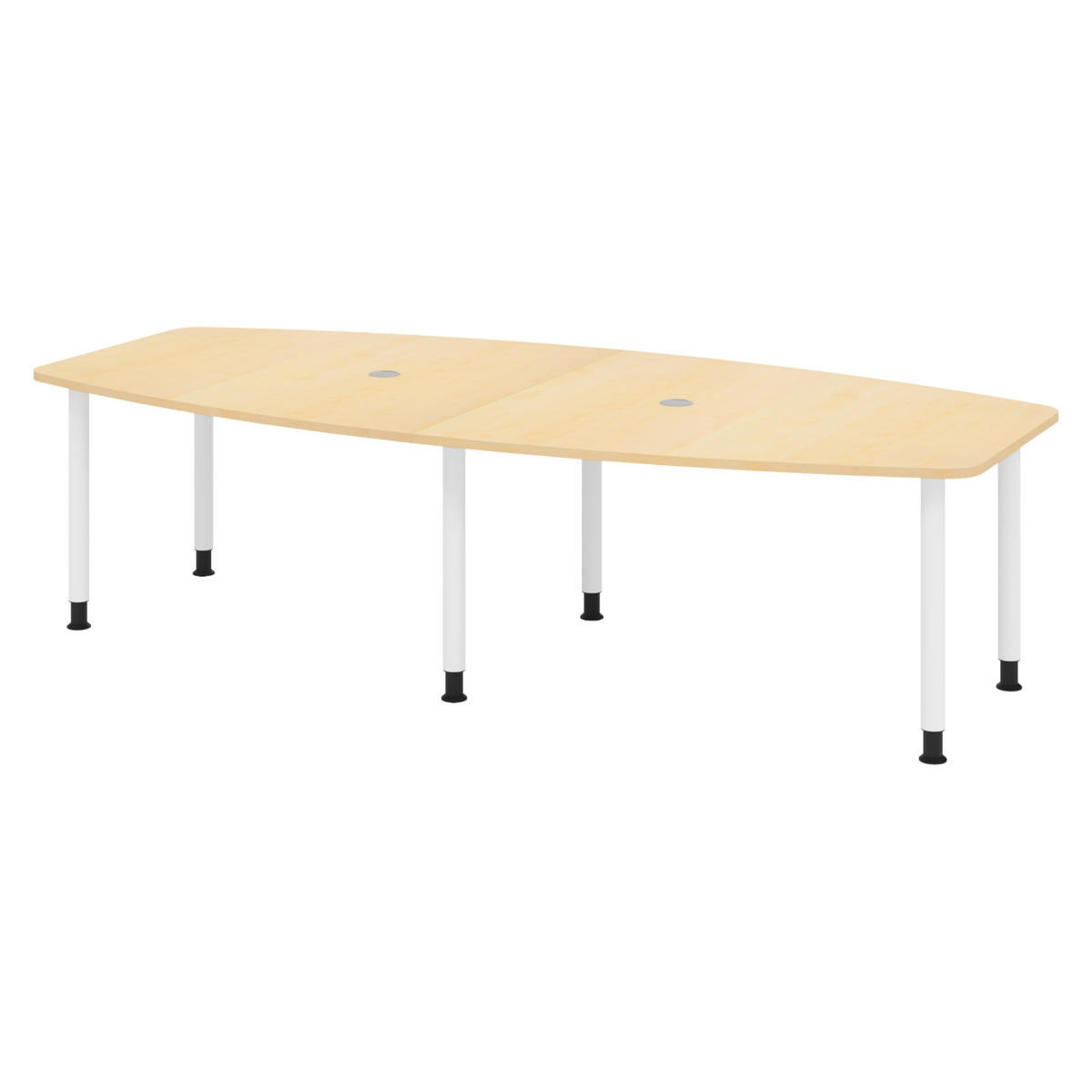 KONFERENZTISCH mittel KT28 130/280/74 cm in Ahornfarben/Füße in Weiß - Ahornfarben/Weiß, Holzwerkstoff (130/280/74cm) - bümö