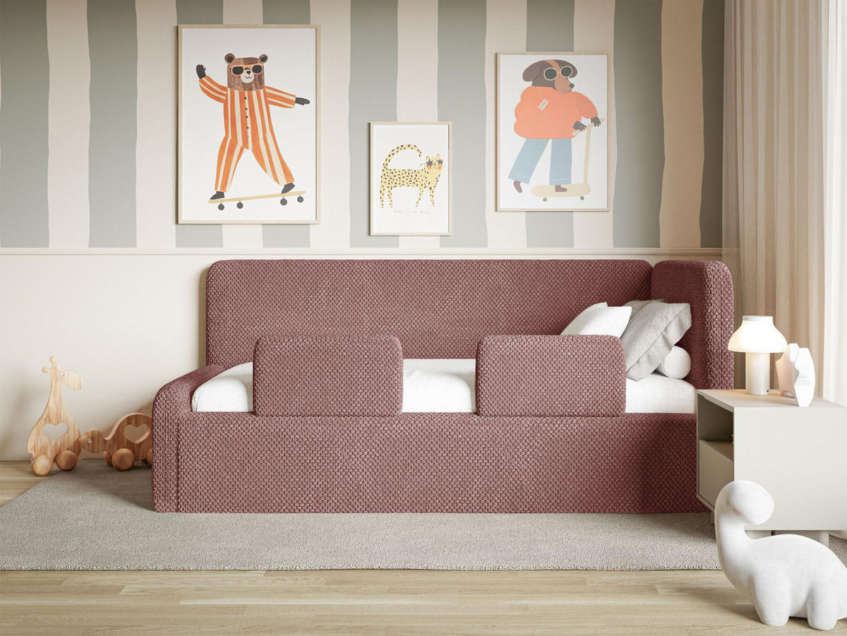KINDERBETT Fanko Samt Rosa 90x200 cm - Pink/Schwarz, Kunststoff/Textil (90/200cm) - Selsey