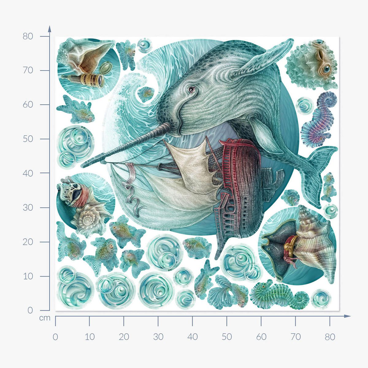 WANDAUFKLEBER 80x82cm - Seeexpedition - Multicolor, Kunststoff (80/82/0.1cm) - Wallfluent