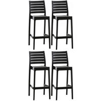 BARHOCKER 4er Set Kunststoff schwarz - Chromfarben/Schwarz, Kunststoff (45/105/51cm) - CLP