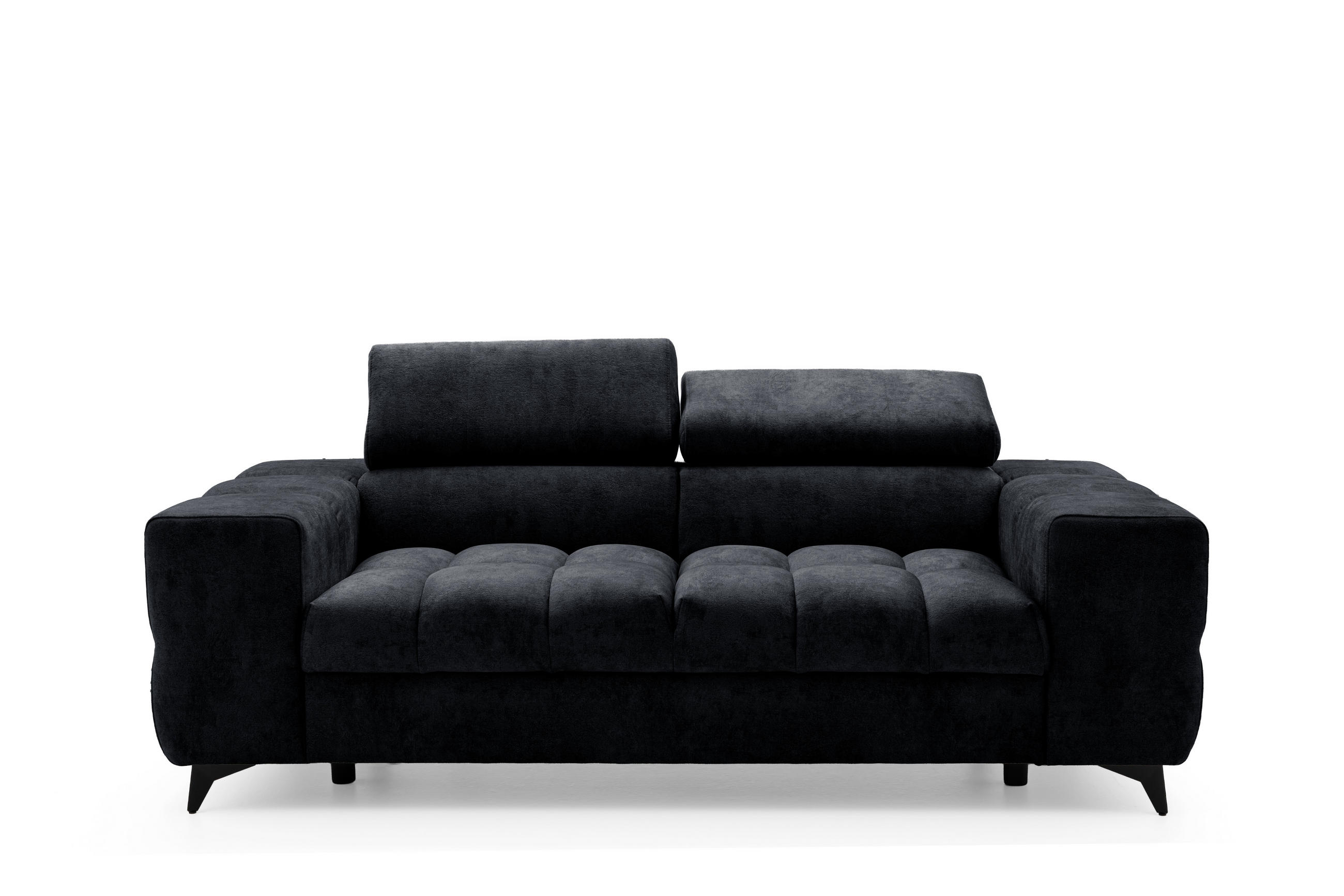 2-SITZER-SOFA PUDDING 209 cm Velours Schwarz - Schwarz, Holz/Textil (209/93/100cm) - Muffo