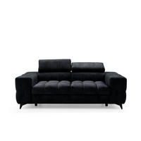 2-SITZER-SOFA PUDDING 209 cm Velours Schwarz - Schwarz, Holz/Textil (209/93/100cm) - Muffo