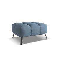 POUF Chenille Stoff Blau - Blau/Blaugrau, Textil/Metall (78/41/60cm) - Makamii