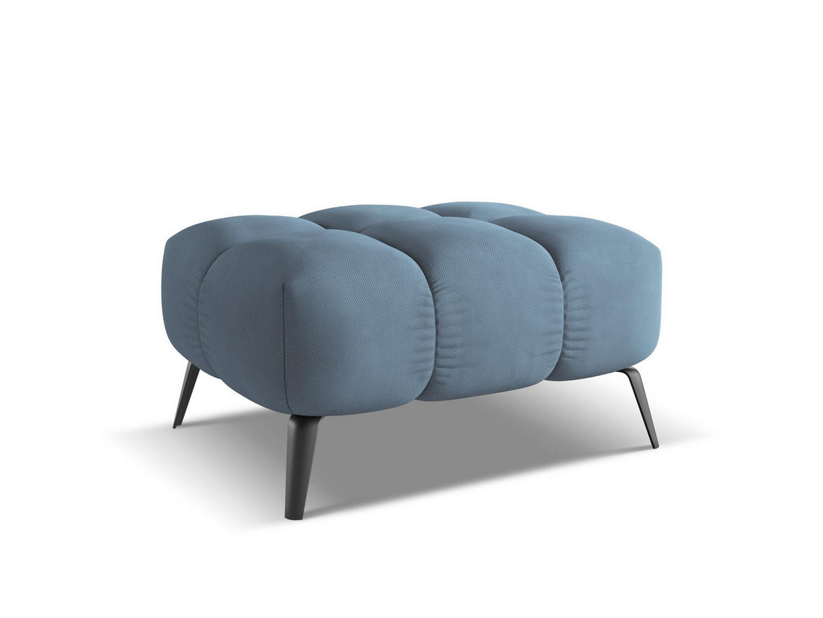 POUF Chenille Stoff Blau - Blau/Blaugrau, Textil/Metall (78/41/60cm) - Makamii