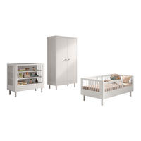 JUNIORBETT SET 70x140 Keeley Buche Weiß Holz Regal Komfort Stabil - Weiß, Holz (55/190/100cm) - 58aufmkessel
