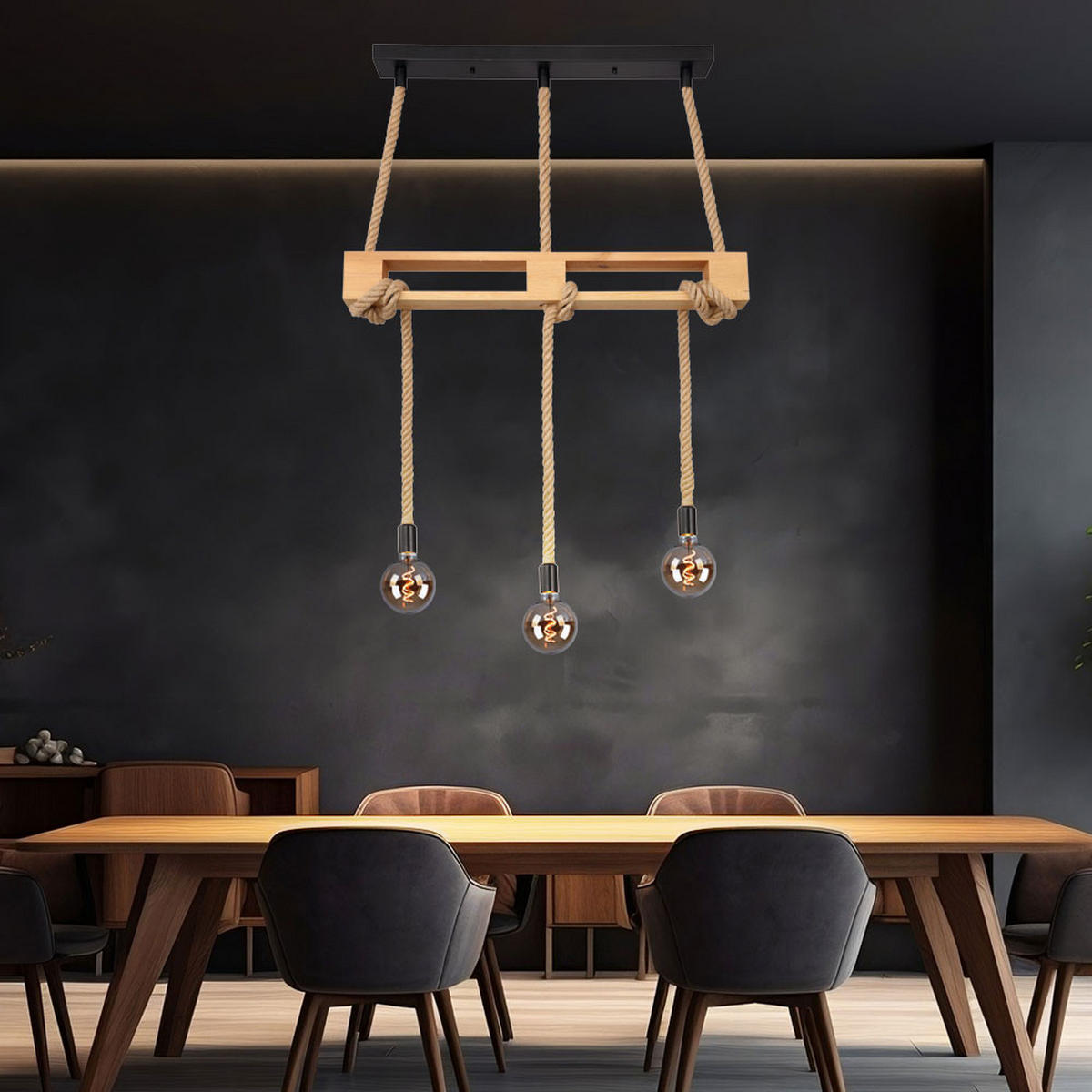 LED HÄNGELEUCHTE Holz Orange - Orange, Glas (83/10/120cm) - Globo Lighting