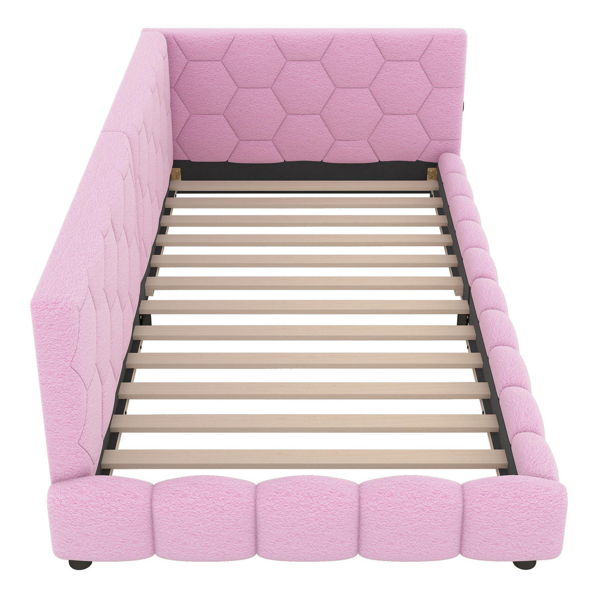 TAGEBETT 90x200cm Rosa Vliesimitat 16 Farben Umgebungslicht USB-C - Pink, Holz (90/200cm) - FLIEKS