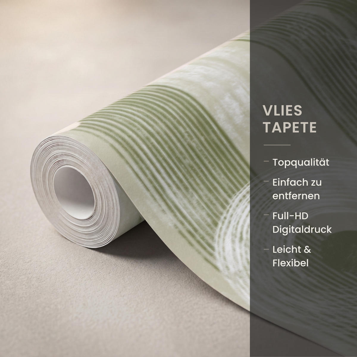 TAPETE - Künstlerisch - Modern - Grün - 450x200 cm - Olivgrün, Papier (450/200cm) - OnlyWow