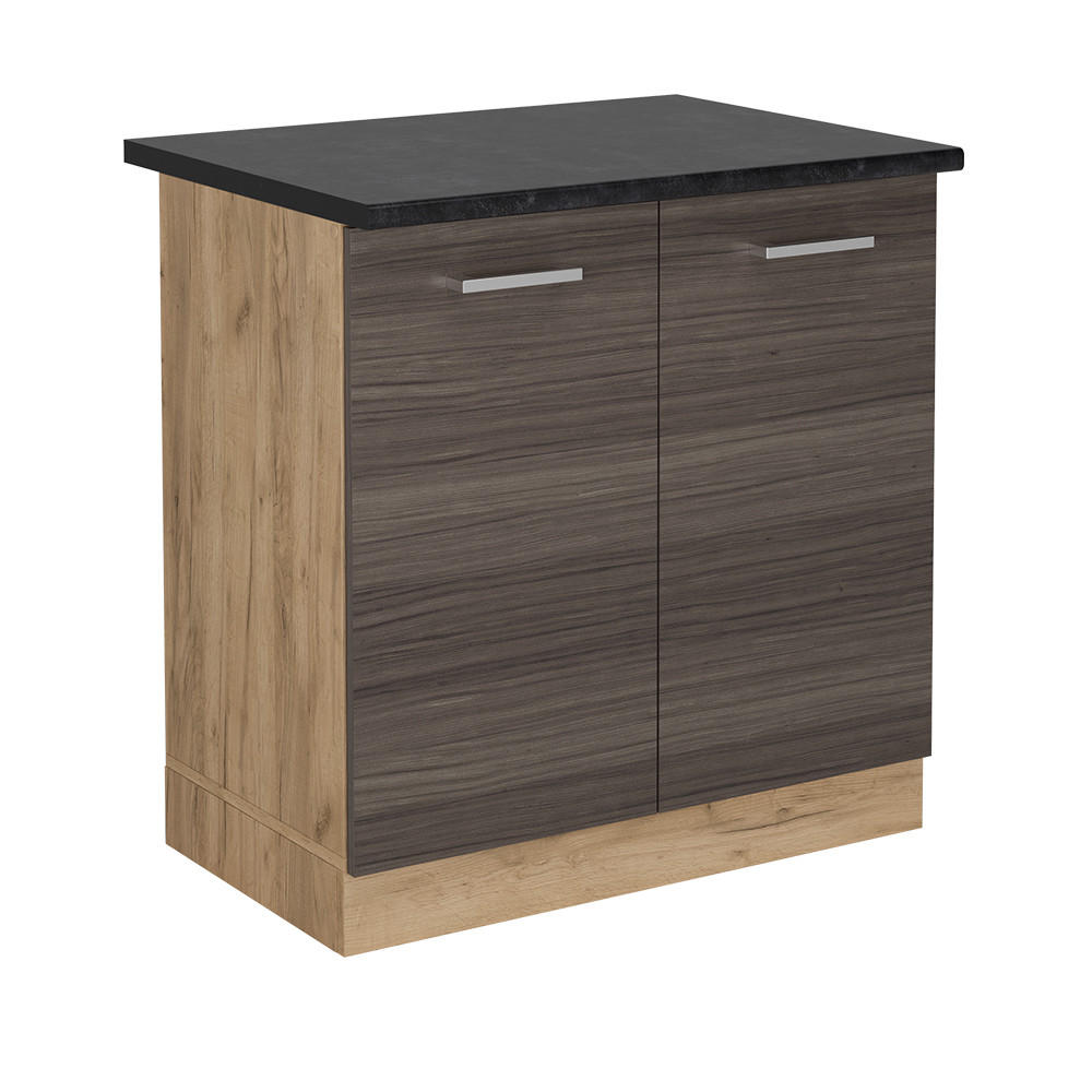 SKŘÍŇKA POD DŘEZ R-Line Ušlechtilá šedá - šedá/medově dubová, kompozitní dřevo (80/81.6/60cm) - Vicco