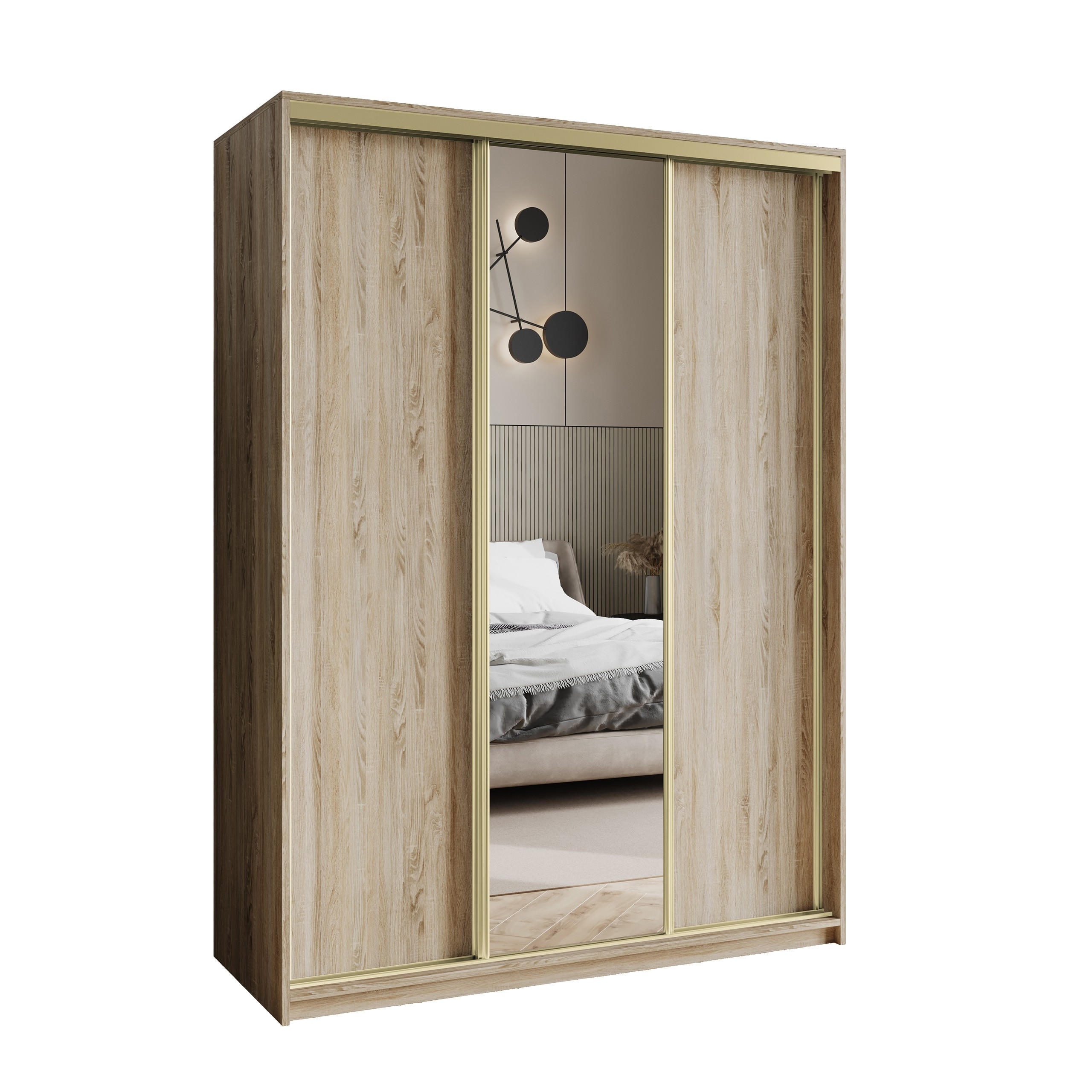 Masseno Schwebetürenschrank Sonoma Eiche 150x205x60 cm