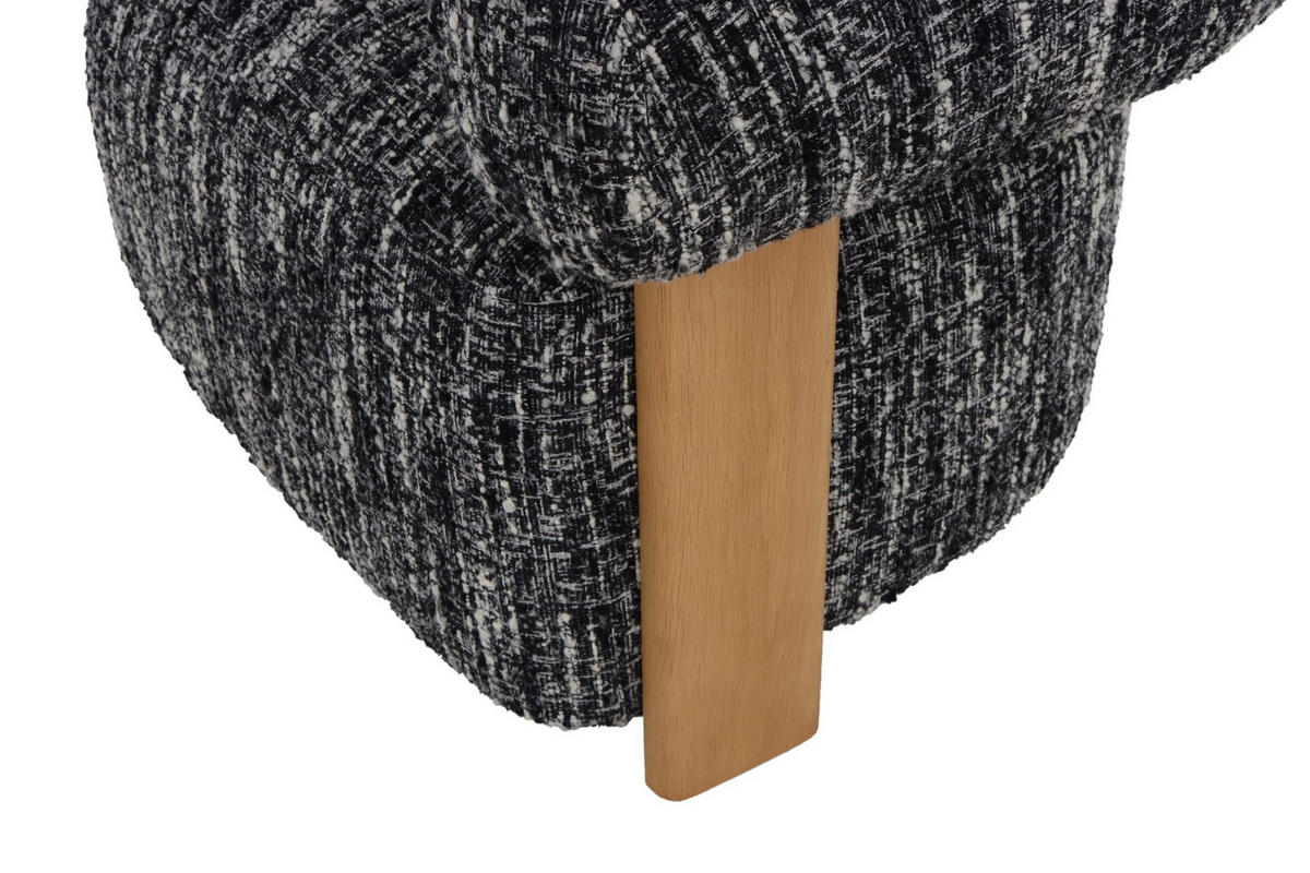 SESSEL Nature, Natur Massiveiche + schwarz-weißer Stoff - Multicolor, Holz (92/79/80cm) - WOODEK
