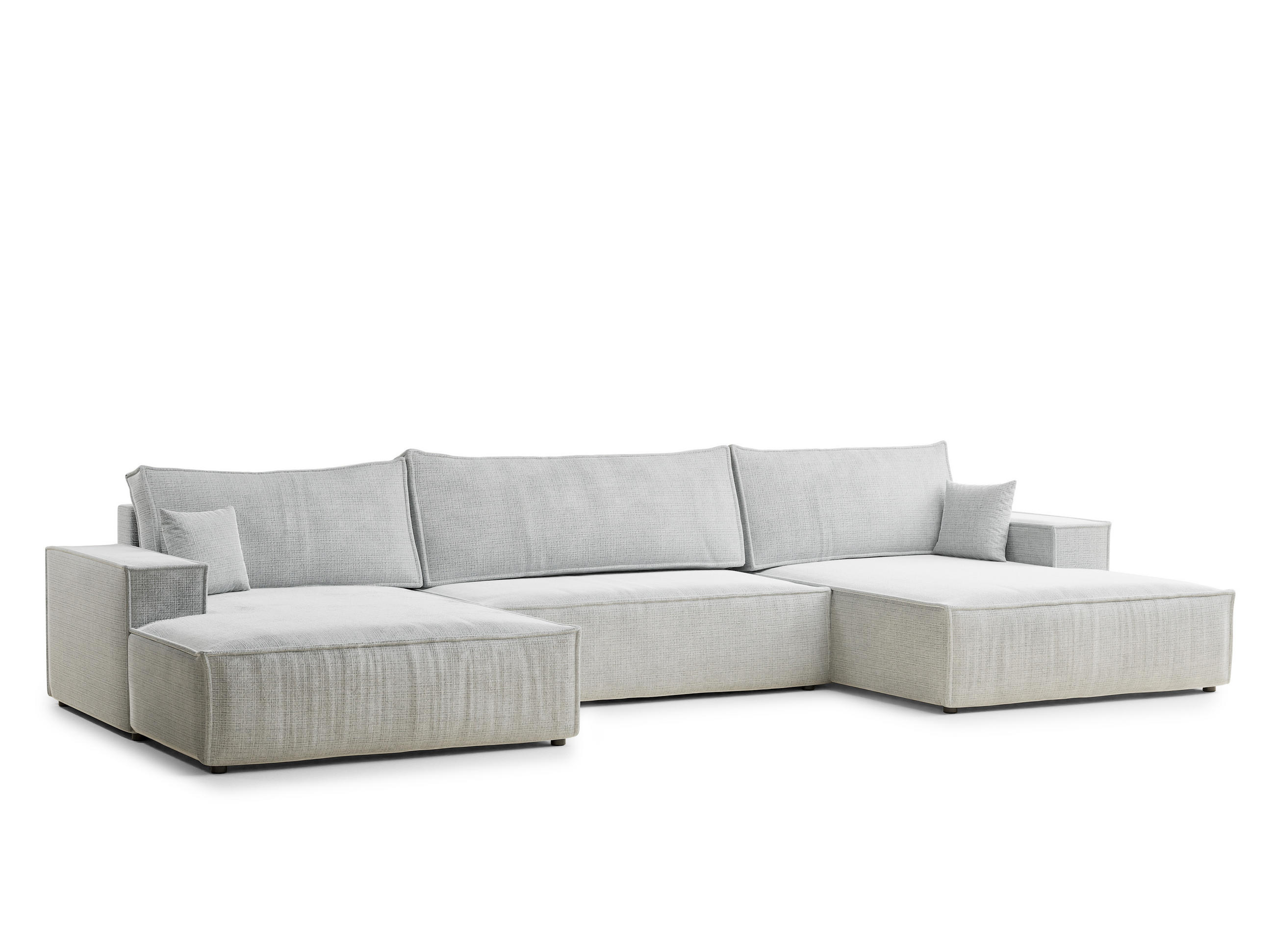 WOHNLANDSCHAFT Kyoto Grau Chenille-Stoff - Schwarz/Grau, Holz/Holzwerkstoff (398/70/148cm) - Maison de Reve