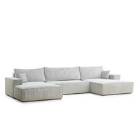 WOHNLANDSCHAFT Kyoto Grau Chenille-Stoff - Schwarz/Grau, Holz/Holzwerkstoff (398/70/148cm) - Maison de Reve
