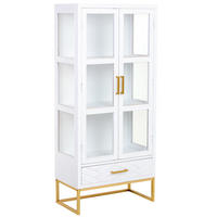 VITRINE mit 2 türen und 1 schublade, holz und metall, 72x40x159 cm - Weiß, Holz (72/158/40cm) - Wanderlust