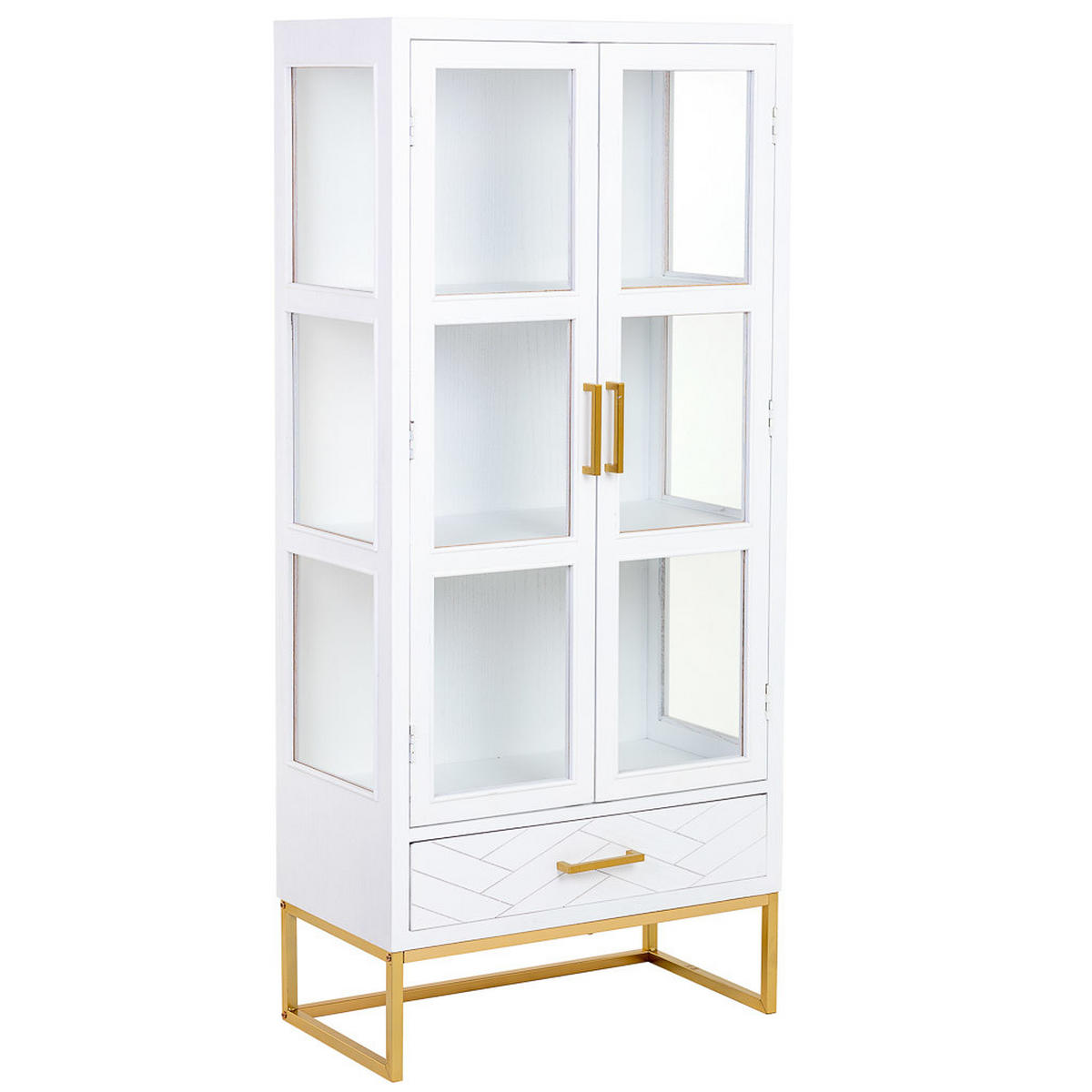 VITRINE mit 2 türen und 1 schublade, holz und metall, 72x40x159 cm - Weiß, Holz (72/158/40cm) - Wanderlust