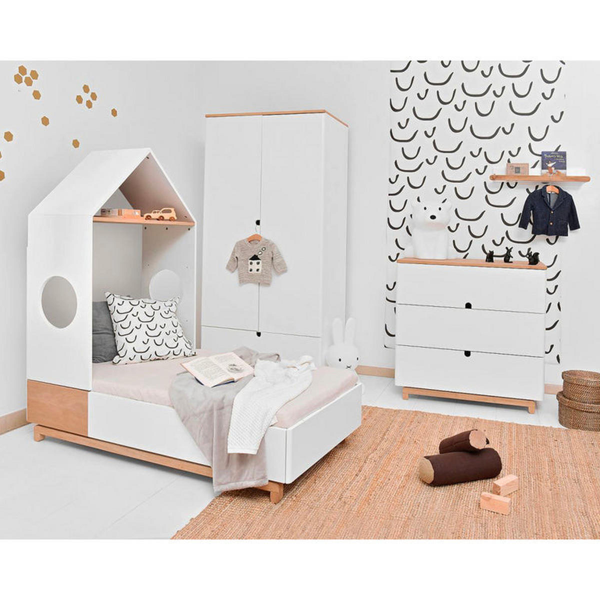 GITTERBETT 70/140 Weiß und Holz - Weiß, Holzwerkstoff (70/140cm) - Petits-meubles