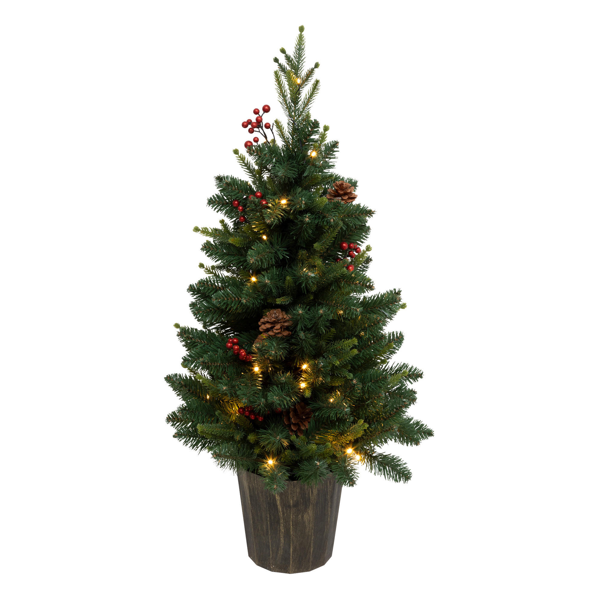 WEIHNACHTSBAUM im Topf mit LED-Lichtern und Timer Kappi 50/50/90 cm - Grün, Kunststoff (90cm) - Atmosphera Createur d´interieur