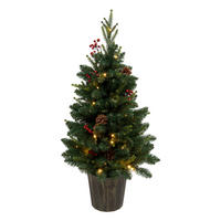WEIHNACHTSBAUM im Topf mit LED-Lichtern und Timer Kappi 50/50/90 cm - Grün, Kunststoff (90cm) - Atmosphera Createur d´interieur