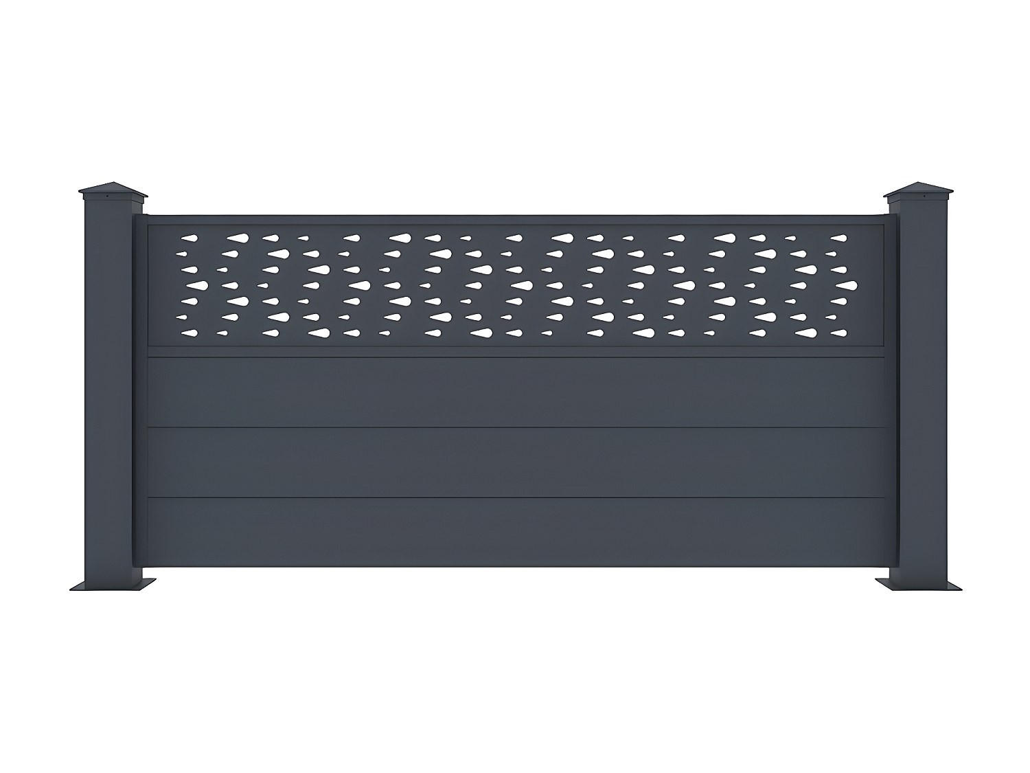 ZAUN - 168cm x 15.3cm - Aluminium - anthrazitgrau - BAZIO - Anthrazit, Metall (168/78cm) - Vente-Unique