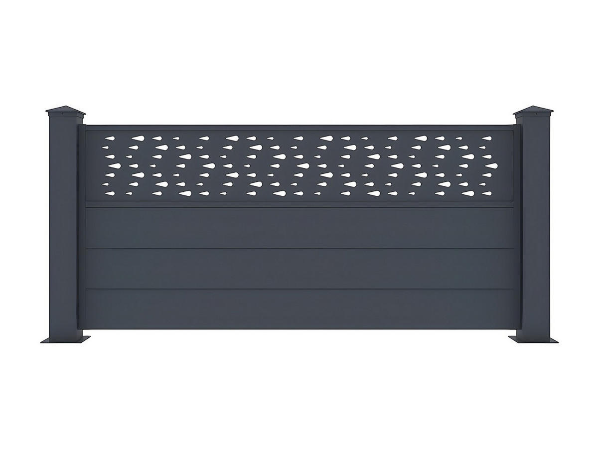 ZAUN - 168cm x 15.3cm - Aluminium - anthrazitgrau - BAZIO - Anthrazit, Metall (168/78cm) - Vente-Unique