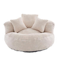SITZSACK Cord,Sofa mit 3 extra Kopfkissen,Beige - Beige, Textil (108/52/108cm) - LVHOM