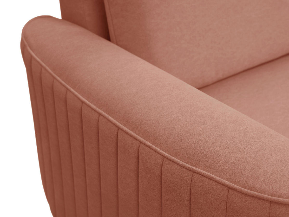 ECKSOFA VELA L-S Rosa Velours-Stoff mit Schlaffunktion - Rosa, Holz (251/251cm) - MASSENO