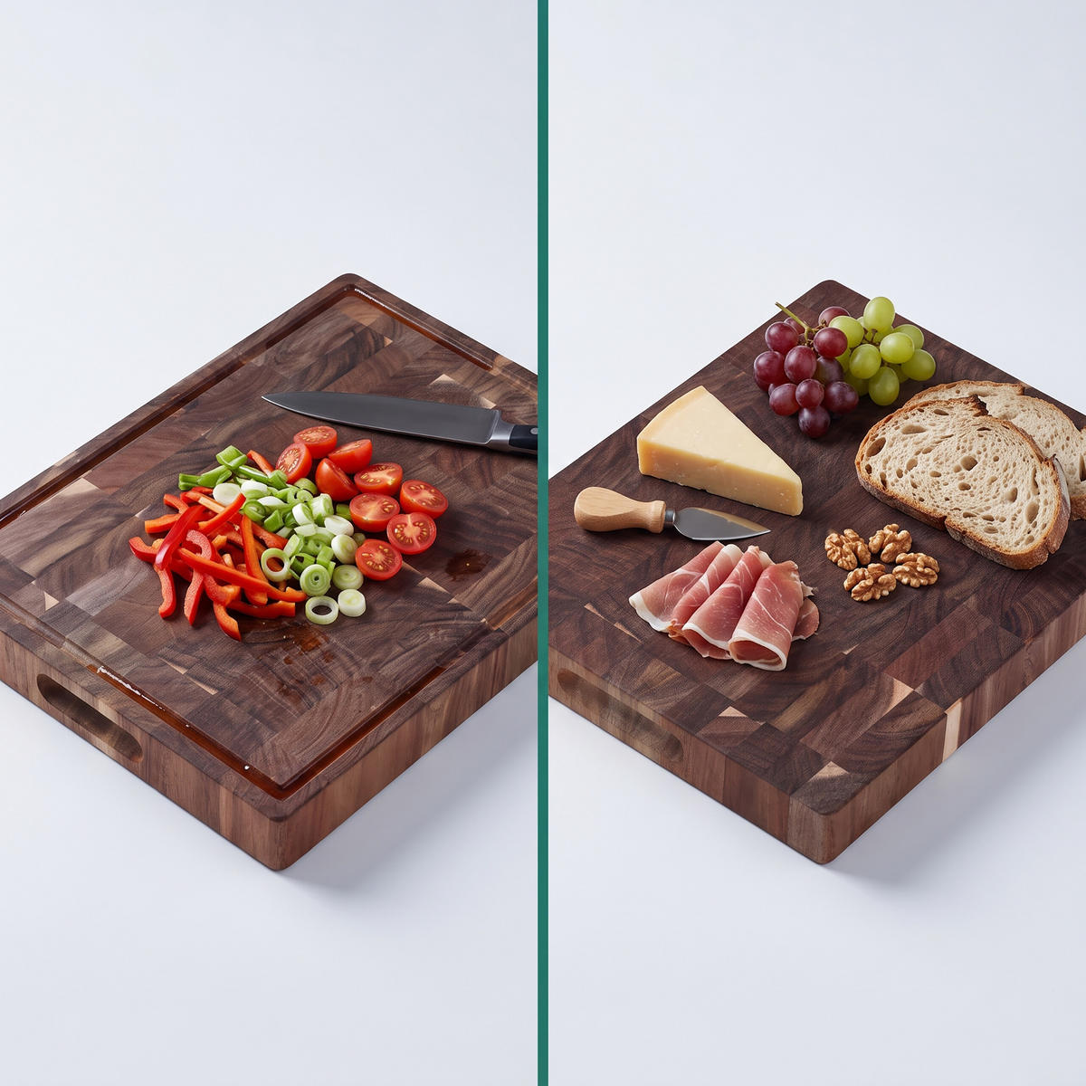 SCHNEIDEBRETT Braun Akazienholz beidseitig Saftrille 40x32 cm - Braun, Holz (40/32cm) - Relaxdays