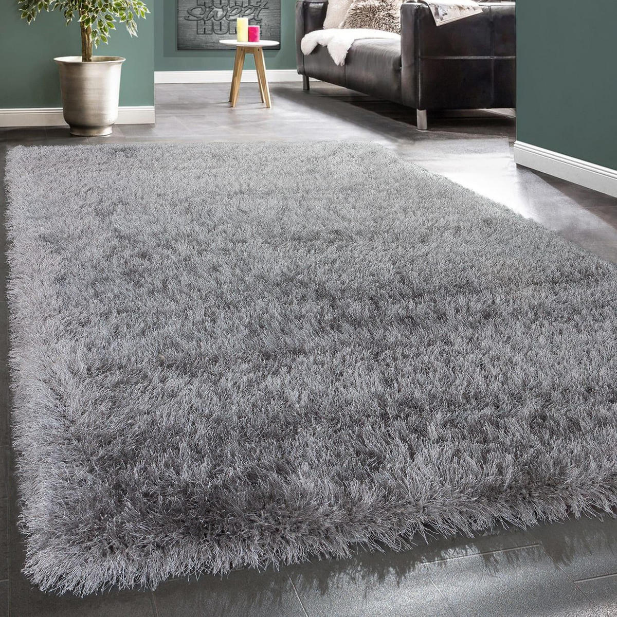 HOCHFLORTEPPICH 60/100 GLAMOUR 300 - Grau, Kunststoff (60/100cm) - Paco Home