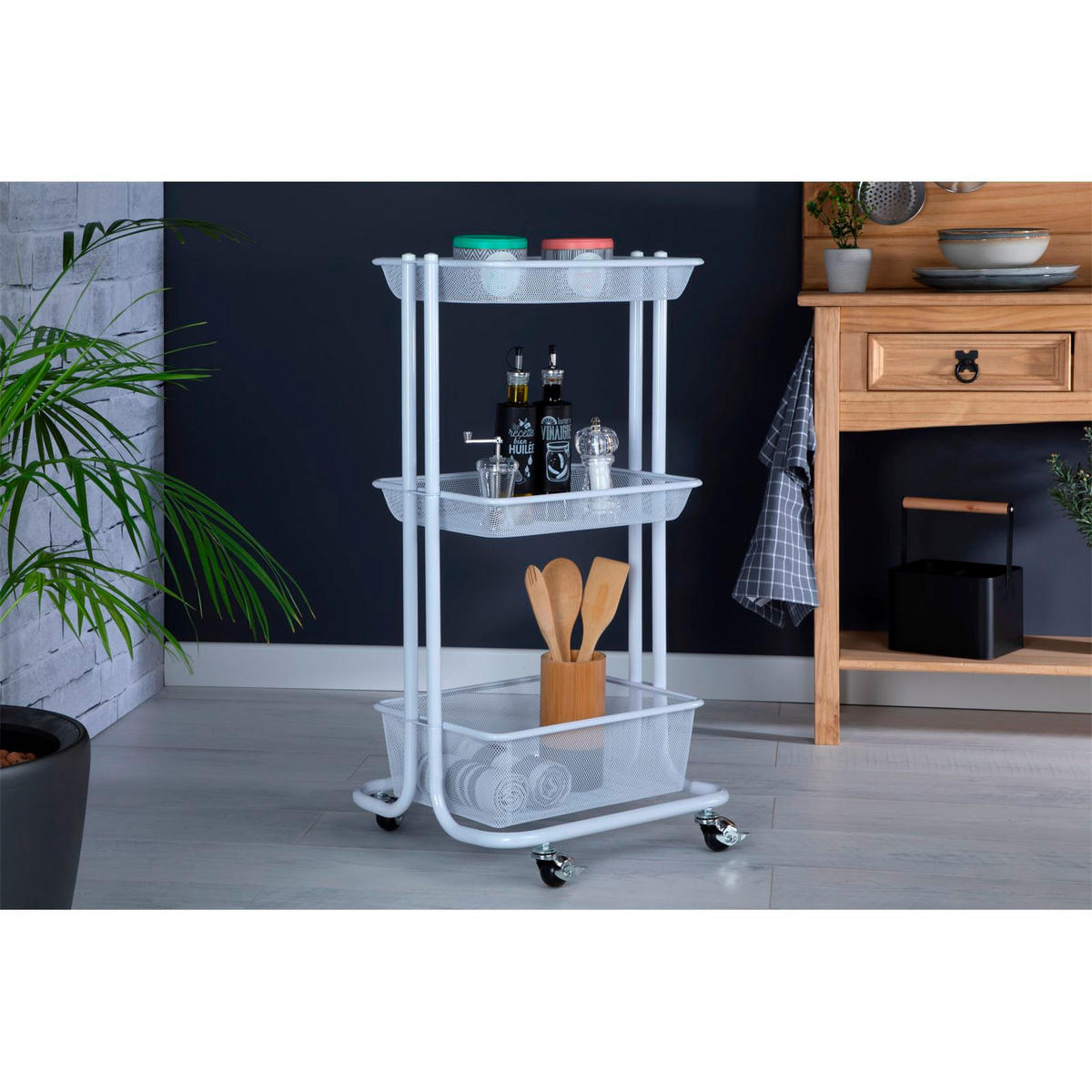 KÜCHENWAGEN VALIENTE - Weiß, Metall (43/79/34cm) - IDIMEX