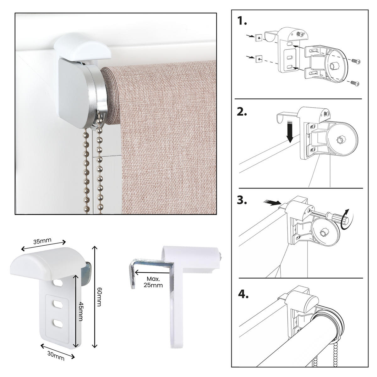 VERDUNKELUNGSROLLO Moon Plus Easyfix Leinen 80x250 - Beige, Kunststoff (80/250/1cm) - STORESDECO