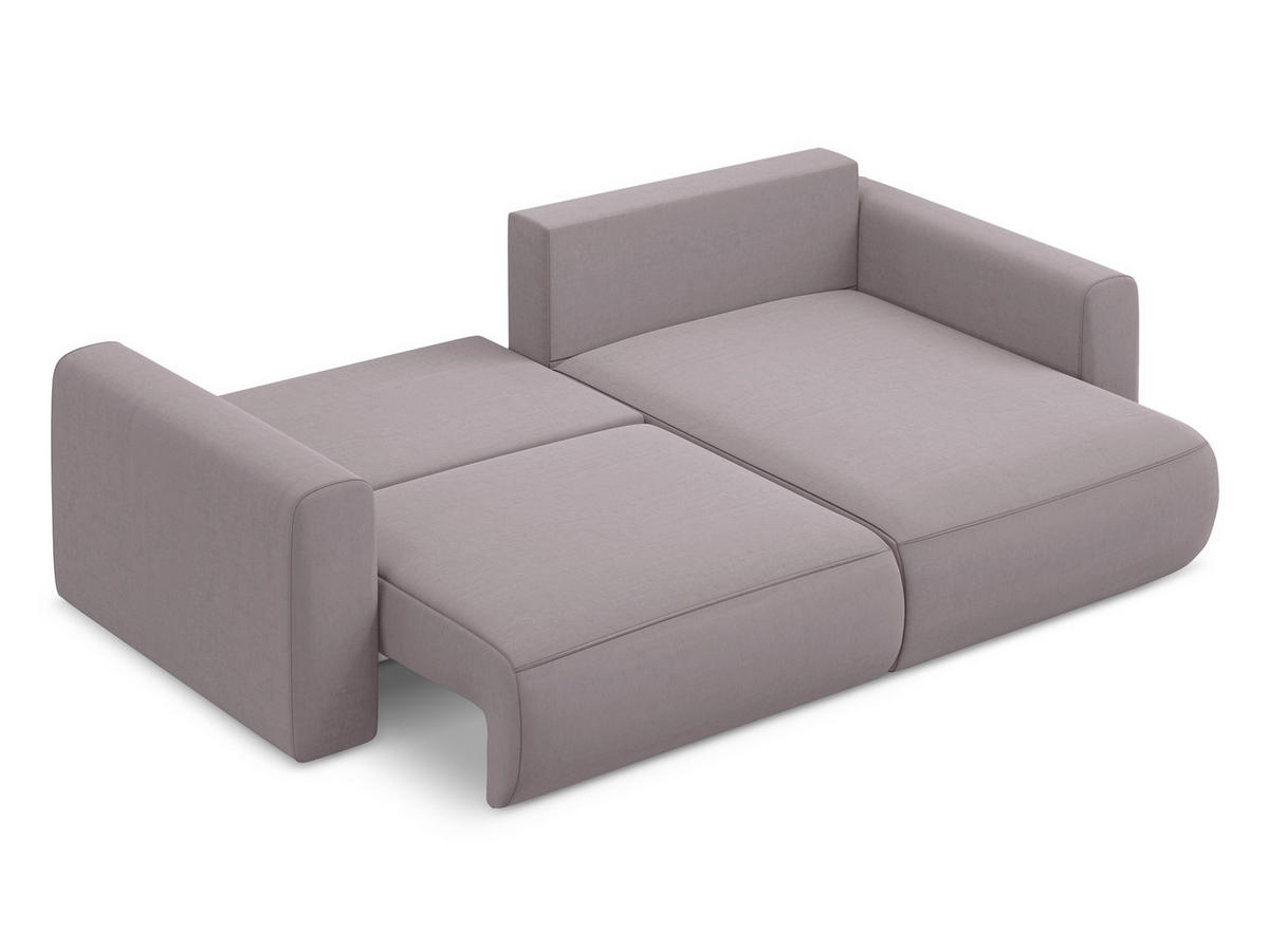 ECKSOFA mit Schlaffunktion Samt Stoff Violett - Lila/Flieder, Kunststoff/Textil (240/149cm) - Makamii