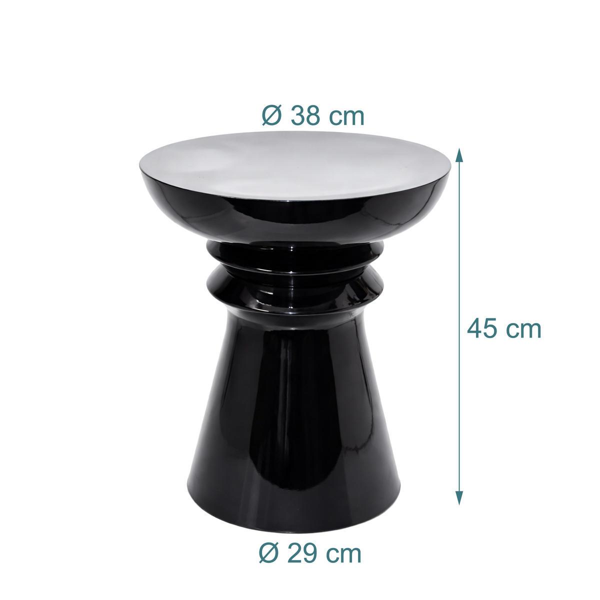 STRANSKI tabel - črna, kovina (38/38/45cm) - Relaxdays