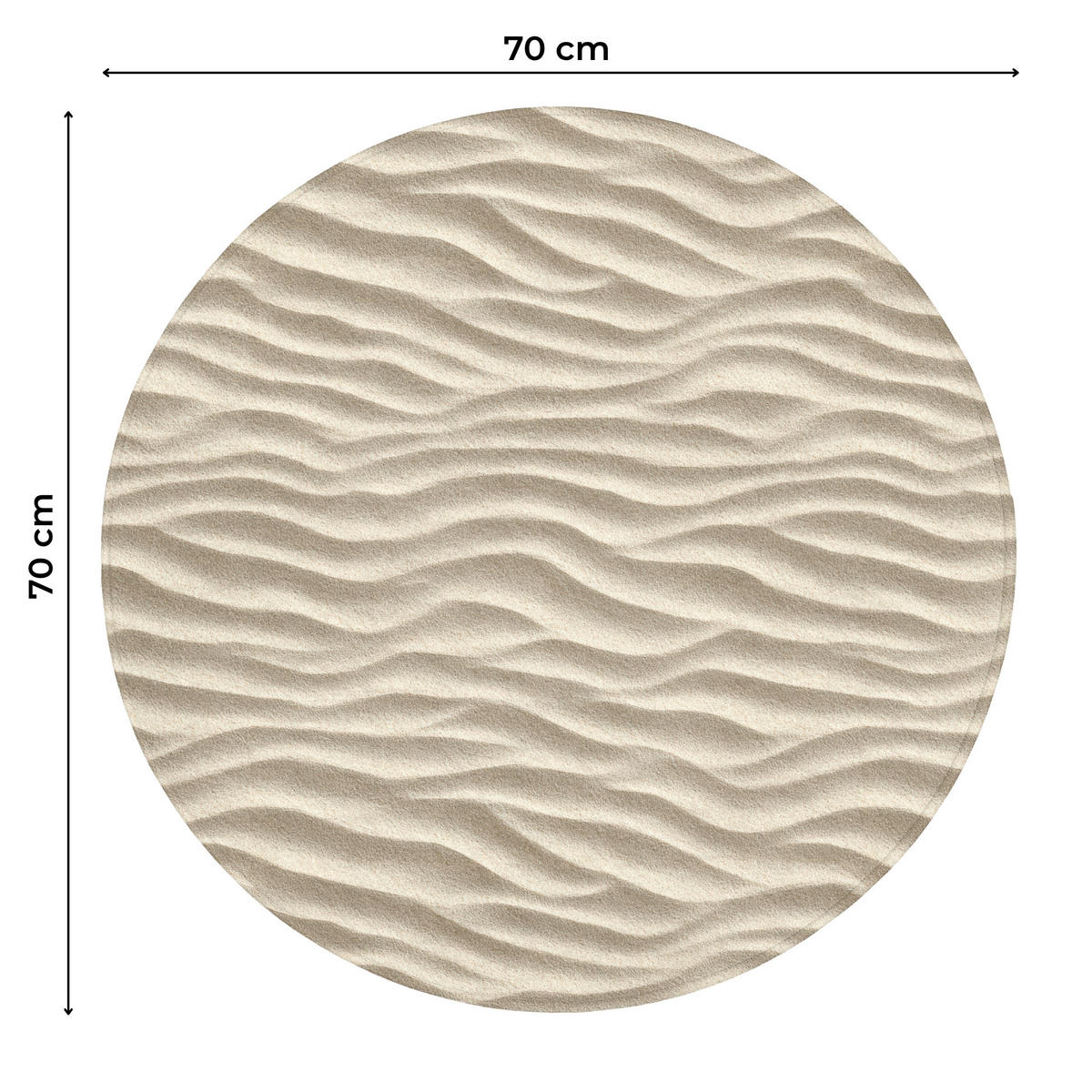 WC-VORLEGER Sand - Wellen - Beige Toilettenteppich 70x70 cm - Beige, Kunststoff/Textil (70/1cm) - OnlyWow