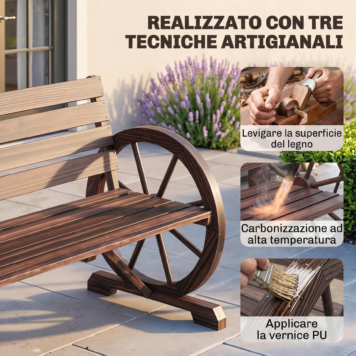 GARTENBANK,2-SITZER Tannenholz Rollenarmlehnen,braun - Braun, Holz (105.5/75/59cm) - Vallsero